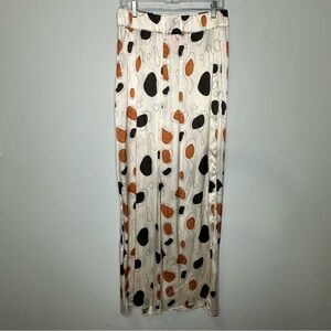 IZA A Monogram Lounge Collection Silk Blend White Printed Pants Size 12